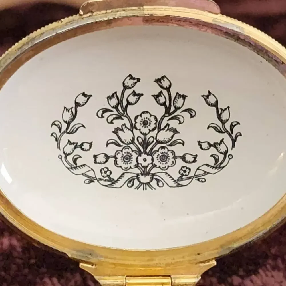 Halcyon Days Enamel Trinket Box With Our Love Vintage Floral